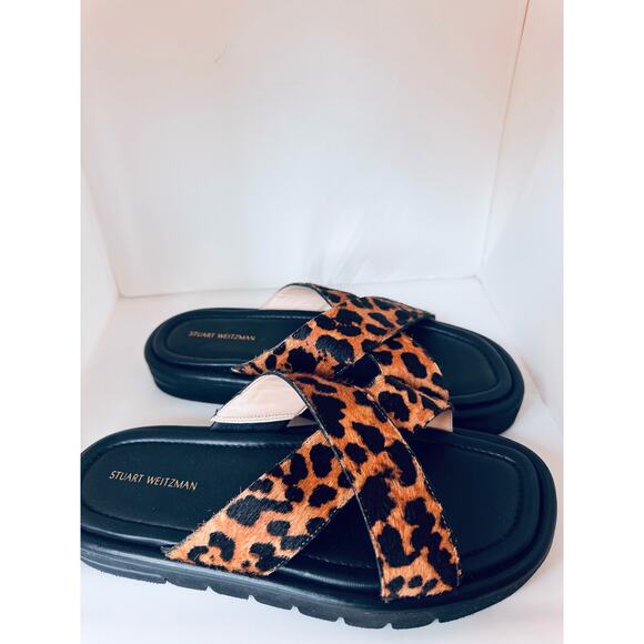 Stuart Weitzman Shoes  Elodie Cross Lug Slide Sandal In Leopard Print size 7 - Picture 7 of 7